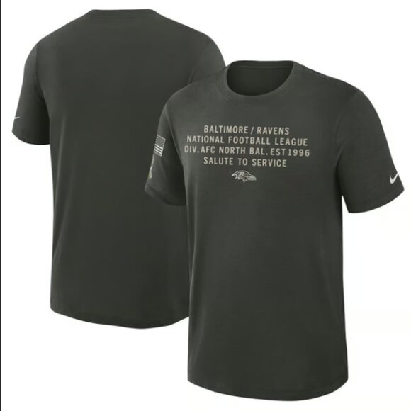 Baltimore Ravens Nike Dark Green Salute to Service Sideline Slub Dri-FIT T-Shirt - Picture 1 of 9